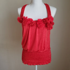 Red Top  with 3D flowers